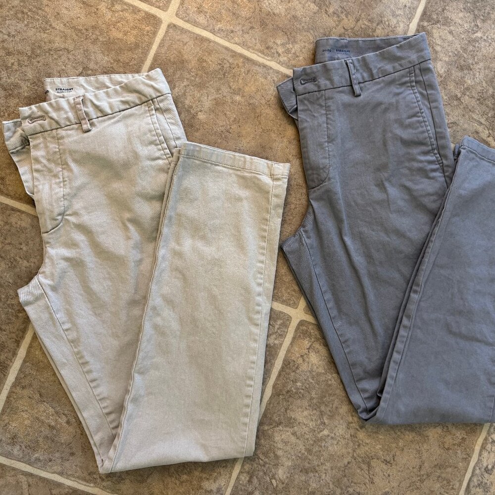 2 Pair - Old Navy Gray and Khaki Pants 28x32